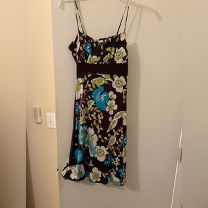 Floral Sleeveless Maxi Dress - Blue and Green